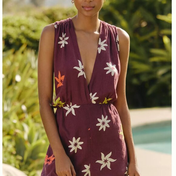 Celandine Linen-Blend Sleeveless Deep-V Romper from Anthropologie - Picture 4 of 4